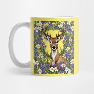 Michigan White Tailed Deer With Iris Flower 1 Mug